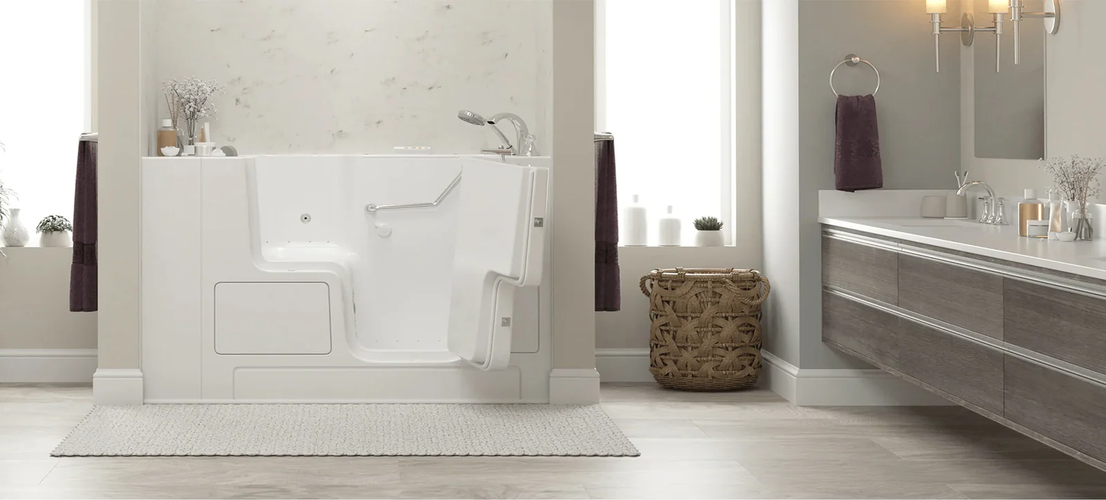 Luxury Bathroom with Freestanding Bathtub and Vanity in Ahmedabad | Aqua